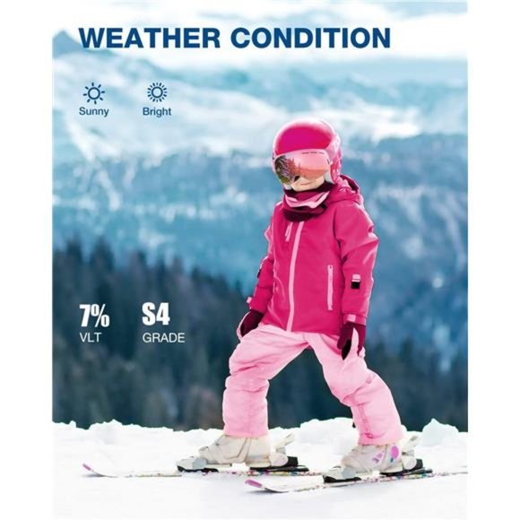 Kids Ski Goggles - Snowboard Snow Goggles for Boys Girls Youth - Picture 6 of 7